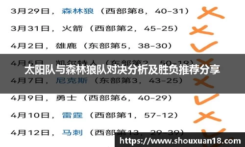 太阳队与森林狼队对决分析及胜负推荐分享